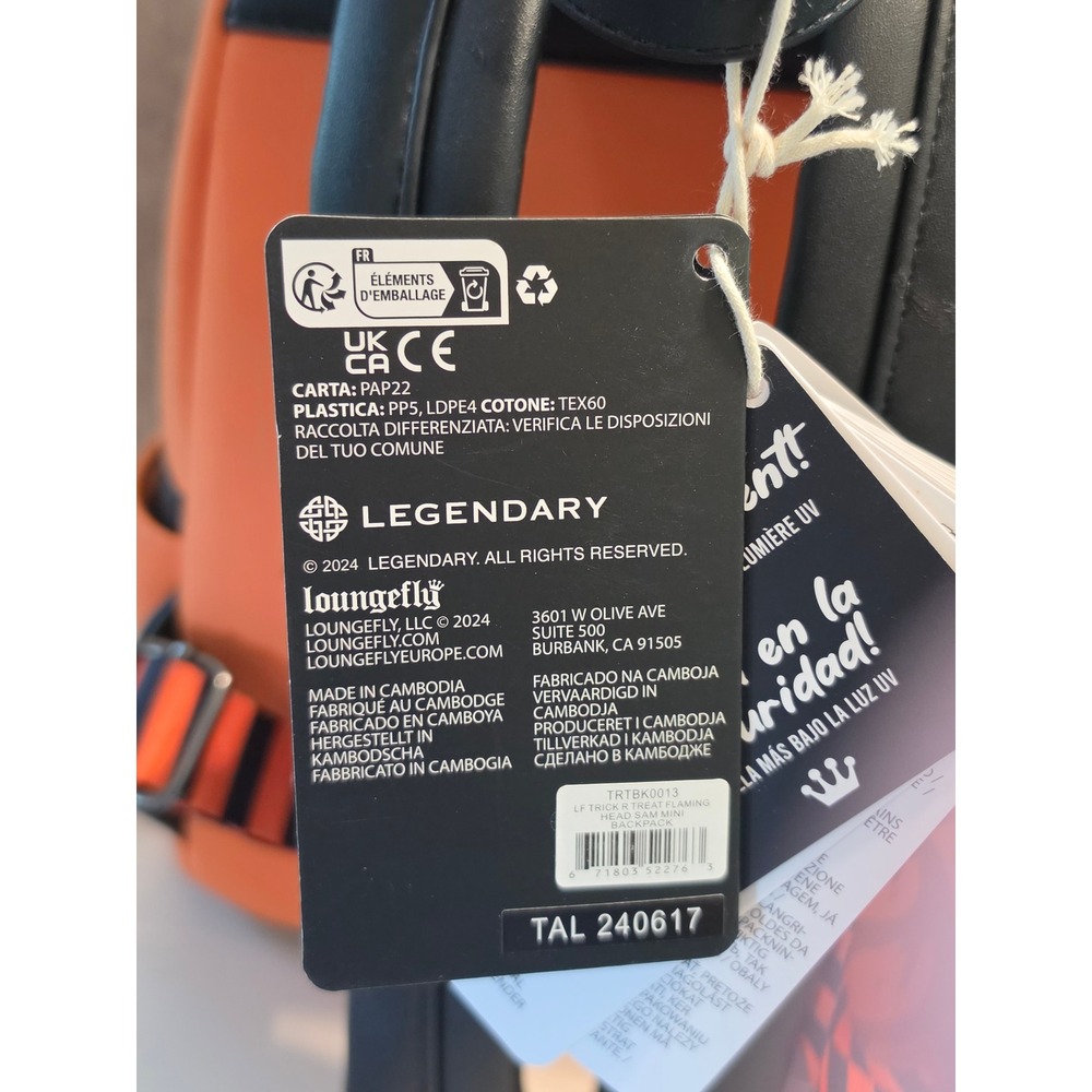 Loungefly Trick r Treat Sam Light Up Mini Backpack Orange Horror Movie Bag NEW - Picture 8 of 8